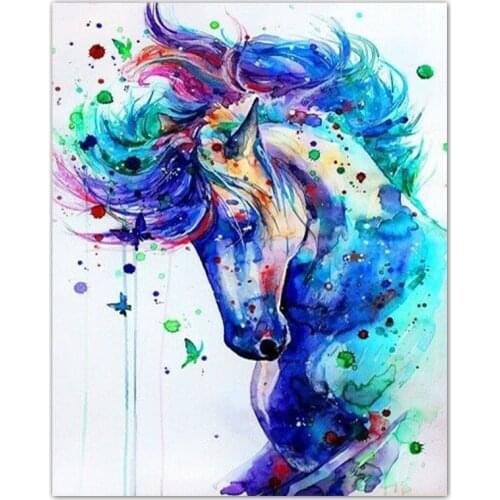 5D DIY Diamond painting Color horse Animal Full Square Diamond mosaic Full Round Diamond embroidery Cross stitch Art Home Decor