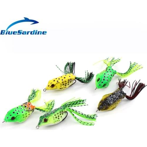 BlueSardine 5PCS 12G 9CM Soft Bait Fishing Lures Frog Soft Lures 5 Colors Topwater Frog