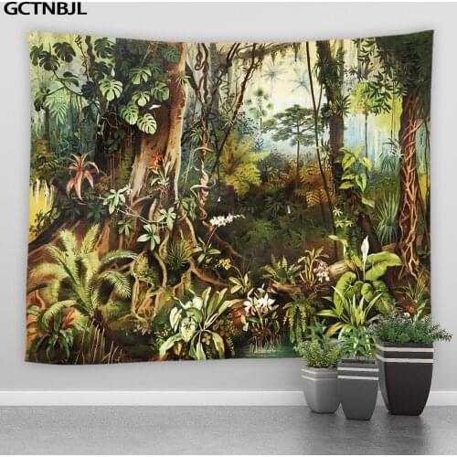 Landscape Large Tapestry Tropical Rainforest Palm Tree Natural Forest Hippie Wall Hanging Big Tapestries Bedroom Decor Blanket