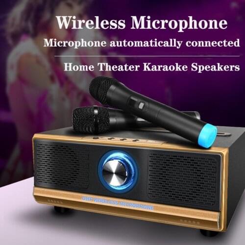 Home Theater Wireless Bluetooth Speaker KTV Karaoke Microphone Soundbar Wooden Subwoofer Music Center Super Bass Stereo Boombox