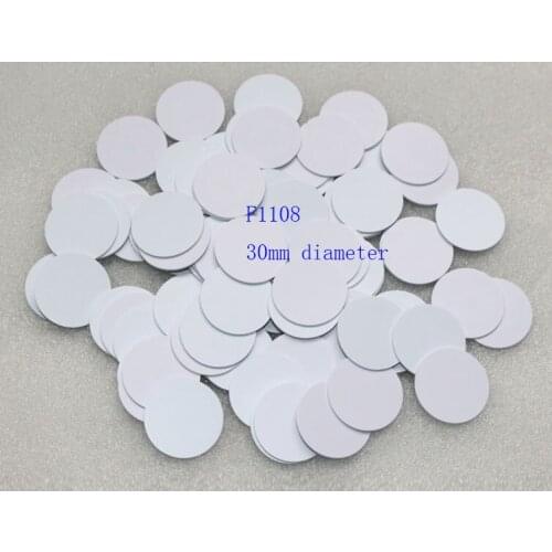 F1108 coin cards 30mm diameter F08 8Kbit 13.56 MHz IC RFID PVC blank tags 30mm diameter