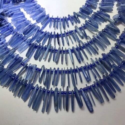 ICNWAY Kyanite Amazonite 10-20mm Natural Gemstone Beads Irregular Strip for Silver 925 Jewelry Making Necklace Bracelet 15inch