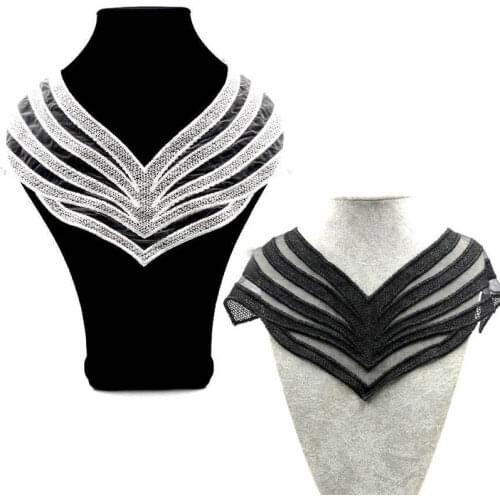 Fake collar Fabric Elegant Neckband Collarband Neck Fake collar Neckline Embroidered Applique Collars Women DIY lace fabric Sew