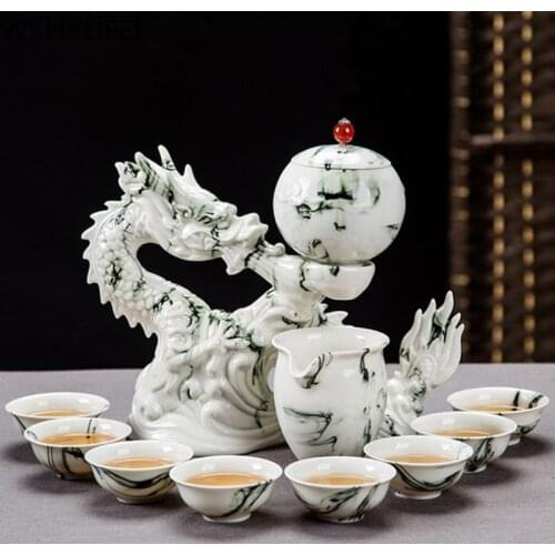 Chinese Upscale Automatic ceramics Tea Set Household porcelain Teaware Lazy Portable Strainer Cup wine set tea ceremony supplies