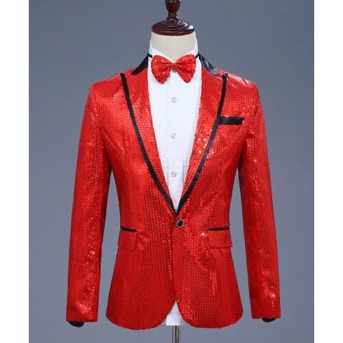 Sequined Costume Fashion Jacket Blazer Men Slim Fit Jaquetas Masculinas Casual Suit Jacket Blazer Masculino Men Stage Dress