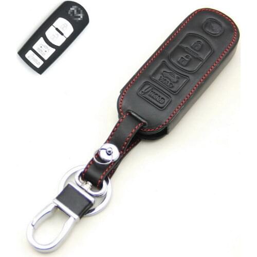 Leather Case Cover Holder Fit For Mazda 3 6 CX5 CX7 CX9 CX-3-5-7-9 Remote Smart Key 4 Buttons