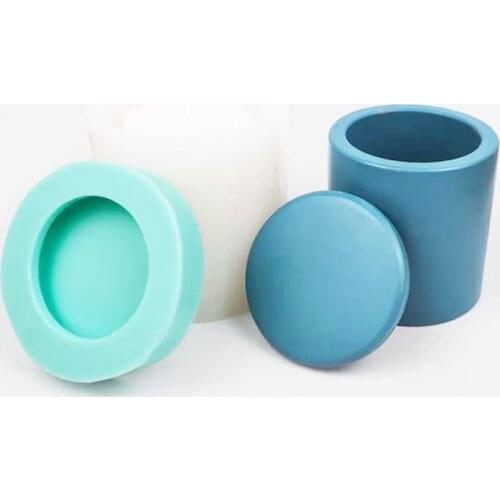 Round Concrete Candle Jar with Lid mold DIY Cement Candle Vessel Silicone Mold Candy Storage Tank Mould