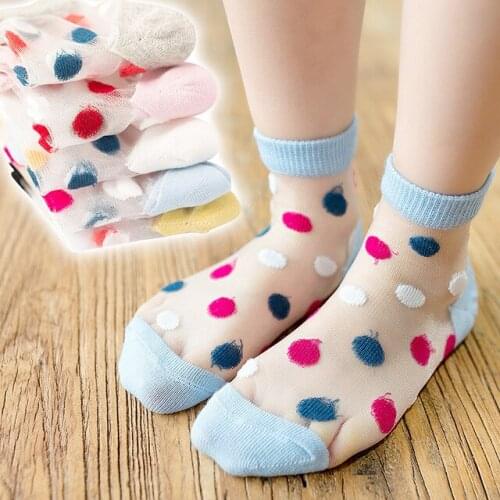 Summer ultra-thin colorful silk children socks dot cotton socks colorful baby socks boys and girls short tube Flowers Socks