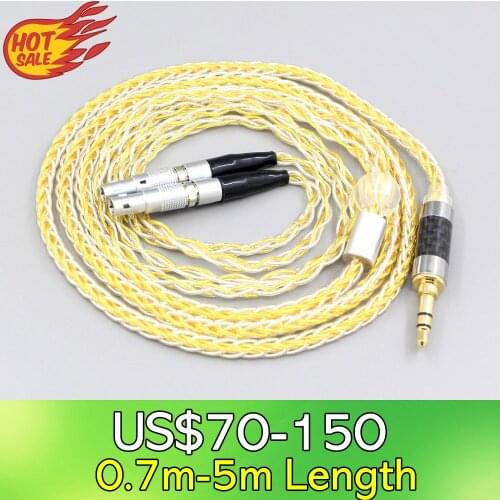 LN007308 8 Core OCC Silver Gold Plated Braided Earphone Cable For Ultrasone Veritas Jubilee 25E 15 Edition ED 8EX ED15 Headphone
