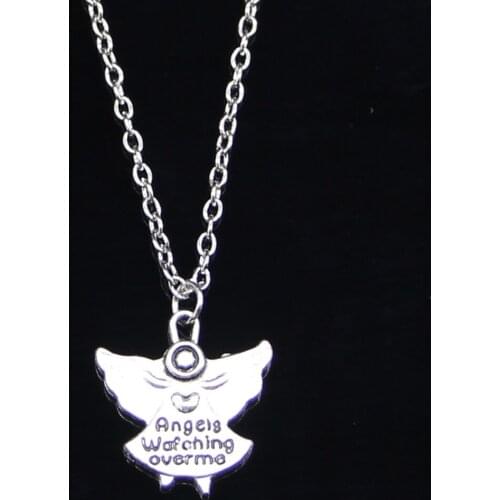 20pcs Fashion Necklace 20x19mm guardian angel watching over me Pendants Short Long Women Men Colar Gift Jewelry Choker