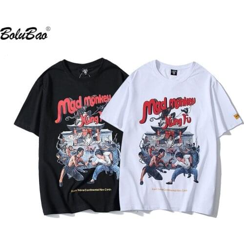 BOLUBAO Fashion Brand Men T-shirt Print Cotton Clothing Tee Top Mens Cartoon Hip Hop Street Male T Shirts