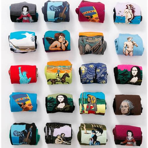 Women Socks Starry Night Autumn Winter Retro Personality Art Van Gogh Mural World Famous Painting Male Socks Oil Funny Happy Sox