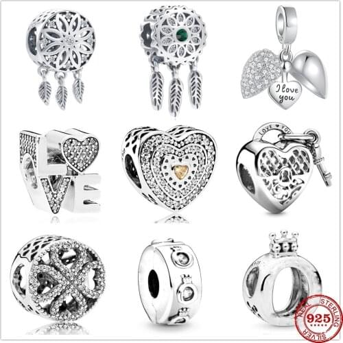 New 925 Sterling Silver Flower Dreamcatcher Loving Sister Crown Beads Fit Original Charms Pandora Bracelet Bead Jewelry making