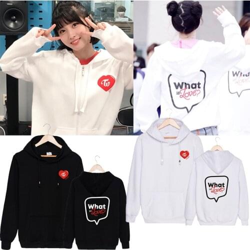 New Kpop Twice What Is Love Design Hoody Hoodies Men Women Unisex Hip Hop Pullovers Sweatshirt Fleece Warm Streetwear