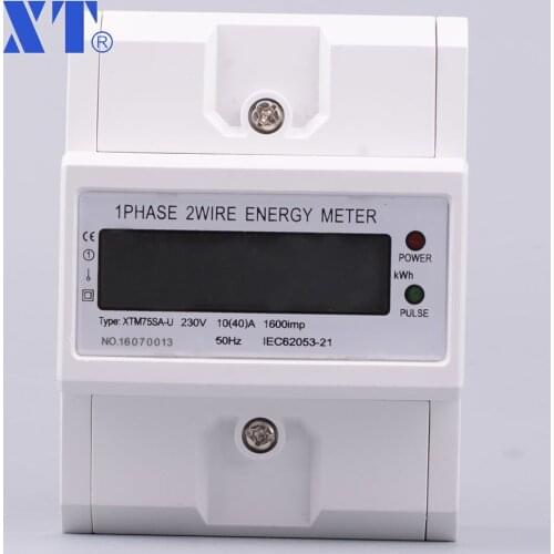 Single phase Din Rail energy meter Current Voltage Power Meter Wattmetter Ammeter Voltmeter Electronic LCD display