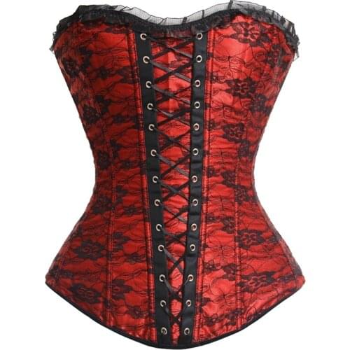 Sexy Women Corset Steampunk Gothic Renaissance Corset Lace Up Plastic Boned Bustier Waist Cincher Overbust Corsets Shaper S-2XL
