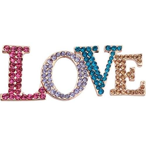 Multi Color full Rhinestone Wheat Brooches Women Letter LOVE Brooch Pin Fashion Jewelry Coat Dress Corsage