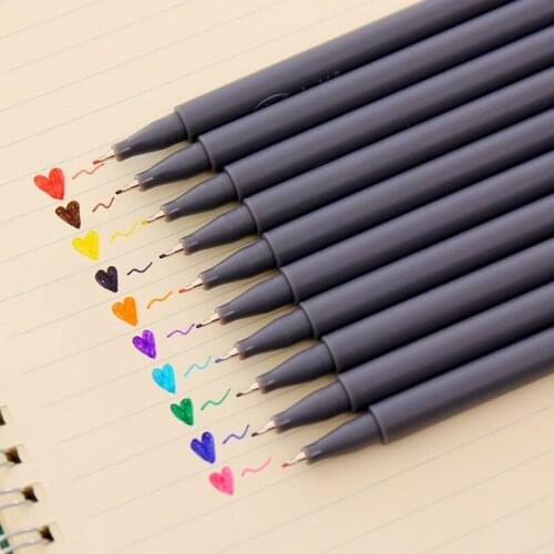 10pcs/set Colorful 0.38mm Water-based ink art hook pen Marker Pen Painting design professional pen DIY Scrapbooking Stationery