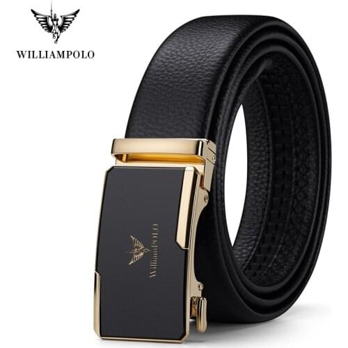 WILLIAMPOLO New 2021 Genuine Leather Belt Men Luxury Brand Designer Top Quality Belts Strap Male Metal Automatic Buckle