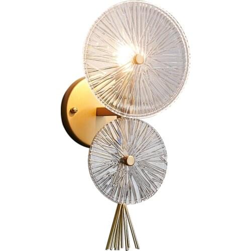 Post modern luxury glass ring wall lamps bedroom living room background Nordic bedside decorative sconces lights decor fixtures