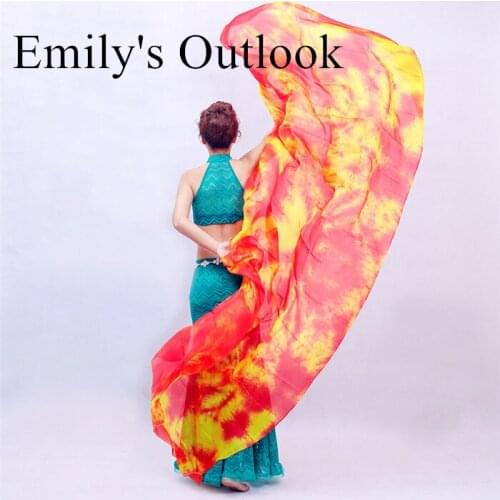 Wholesale Real Silk Scarf Veil Belly Dance Practice Hand Thrown Scarves Hot Flower Tie Dyed Kids Women Size Free Shipping