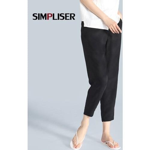 Casual Women Harem Pants Elastic Waist Plus Size 4XL Ladies Loose Capri Pants Mid Age Mom Pants High Quality Cupro Pants 2021