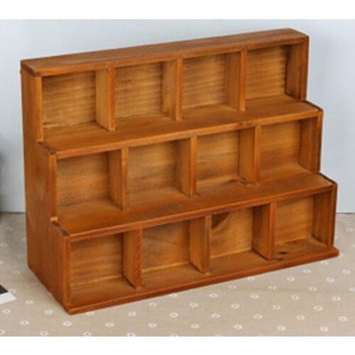 Manufacturers wholesale Zakka groceries 3-layer retro wooden storage cabinet for old home finishing storage hanging cabinet