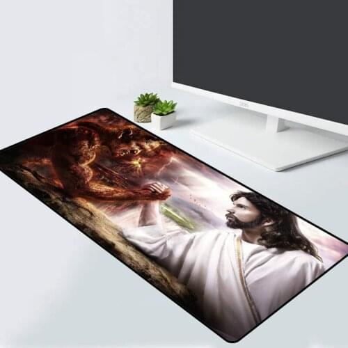 XGZ Gaming Mouse Pad God Jesus and Devil Pattern Computer Notebook Office Gaming Accessories Wireless Large Mouse Pad XXL