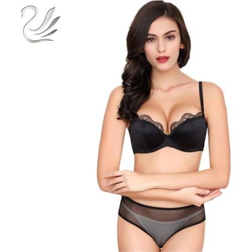 2018 New Arrival Vanlo Brand Women Fashion Seamless Half Cup Sexy Womens Bras and Underwear Sets