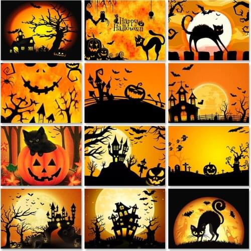 ZOOYA 5D Diamond Painting Halloween Full Square Drill Cartoon Embroidery Cross Stitch Kit Pumpkin Rhinestone Picture Home Decor