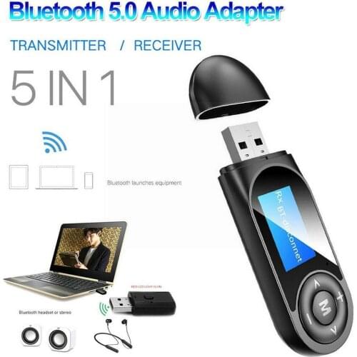 1 Pcs Bluetooth 5.0 Lcd Display Adapter 2in1 Bluetooth Installation All-in-one Driver-free Receiver Wireless Adapter Transm T4K5