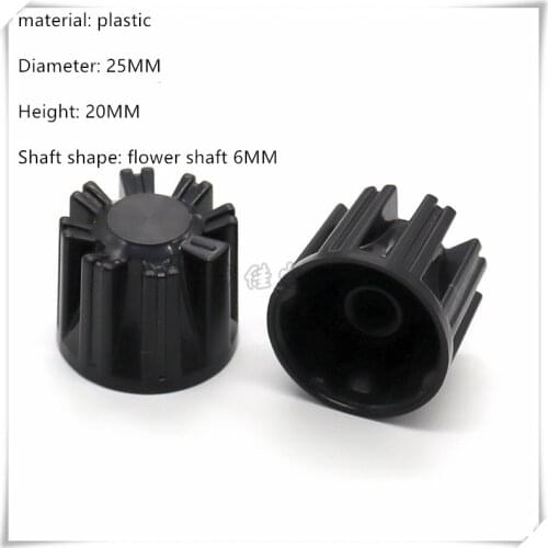 10 Piece 25 * 20mm black plastic knob flower shaft inner hole 6mm potentiometer switch adjustment knob