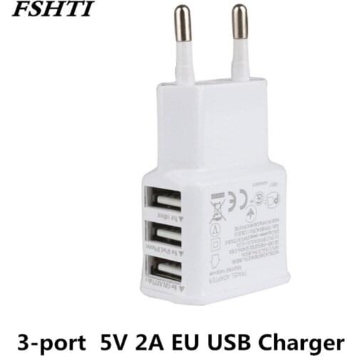 100pcs/lot For iPhone 6 5S 5 4S for Samsung Galaxy S5 S6 S7 3-port USB Power Adapter 5V 2A EU Multi USB Charger Device Plug