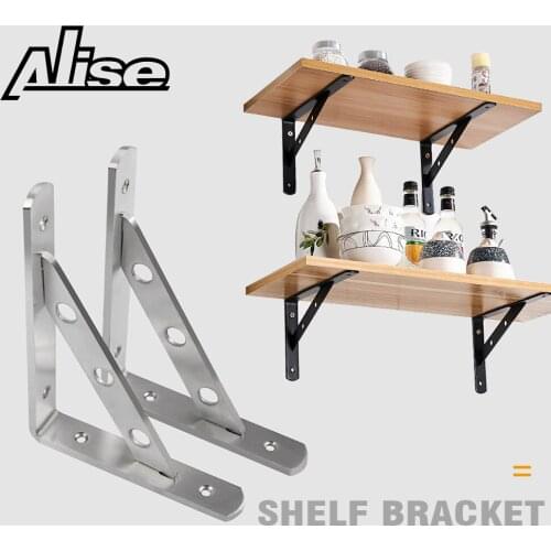 2pcs Shelf Bracket Corner Brace Shelf Support Wall Hanging Stainless Steel Matte Black Heavy Duty Brackets Support Hardware