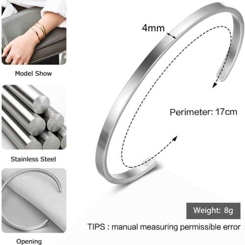 20pcs/design Customize Personalised Gifts ID Bangles For Lovers' Engrave Name Stainless Steel Mantra Bracelets & Bangles