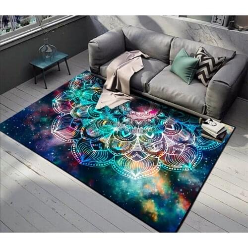 200*300cm Mandala Flower Gorgeous Starry Sky Beautiful Ethnic Style Bedroom Living Room Door Mat Non-slip Bedside Mat