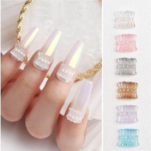 30/100Pcs Aurora Resin 7.5x9.5mm Skirt shape AB Nail Rhinestone Nail Art decoration Accessories 3D charm DIY Jewelry Decoration