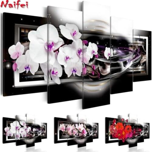 5D Diamond Painting 5Pcs/Set Flowers Full Drill Square Sale Diamond Mosaic Art Embroidery Multi-Picture Magnolia Home Decor
