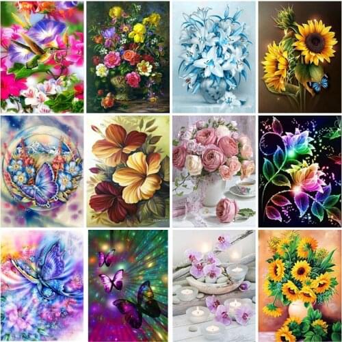 DIY 5D Diamond Painting Flower Diamond Embroidery Plant Cross Stitch Rhinestone Full Round Dirll Art Home Decor Manual Gift