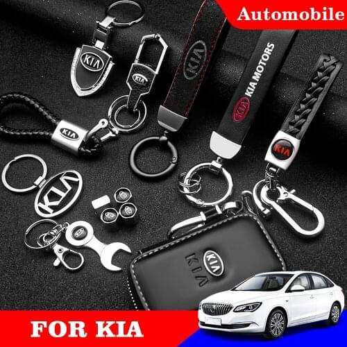 Car Metal Keychain Leather Key Ring 3D Logo Key Case Car Styling For Kia Sportage Ceed Rio 3 4 Picanto Car Accessories Key Chain