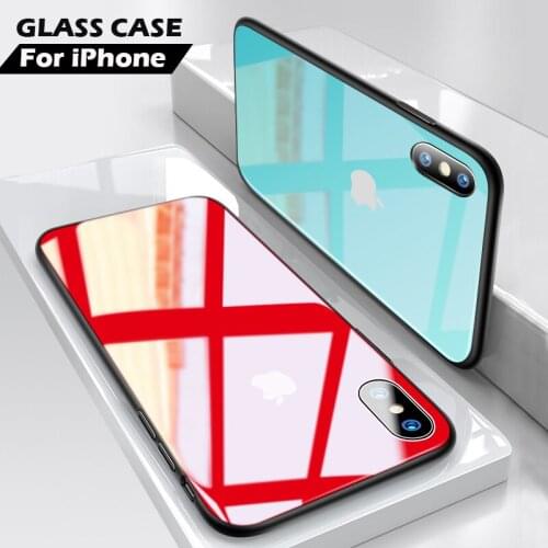 For iPhone 6s 7 8 puls Glass Phone Cover for iPhone Xr Luxury Glass soft edge case for iphone xs max Tempered glass back cover