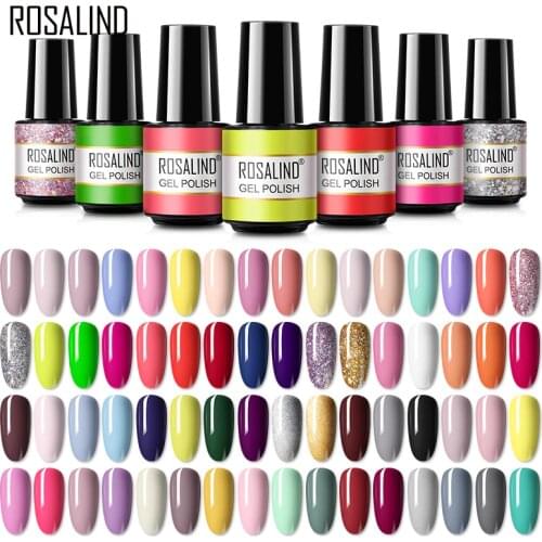 ROSALIND Hybrid Varnishes Gel Polish All For Manicure Nail Art Pure Glitter Color Gel Nail 7ml Semi Permanent Lacquer Base Top