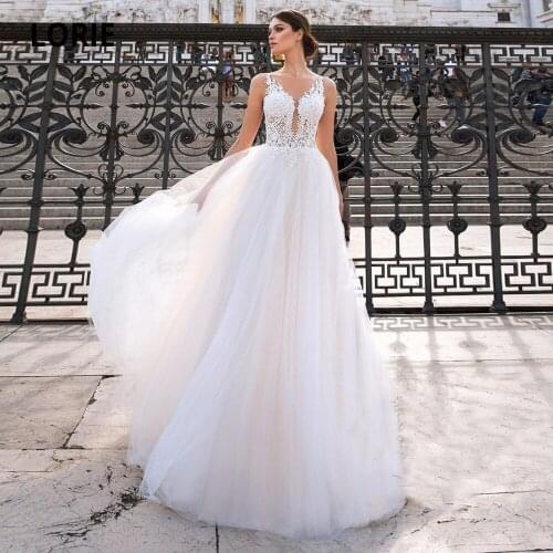 New Fashion Illusion O-Neck Wedding Dress A-Line Custom Made Sexy Backless Tulle Bridal Gowns Floor Length