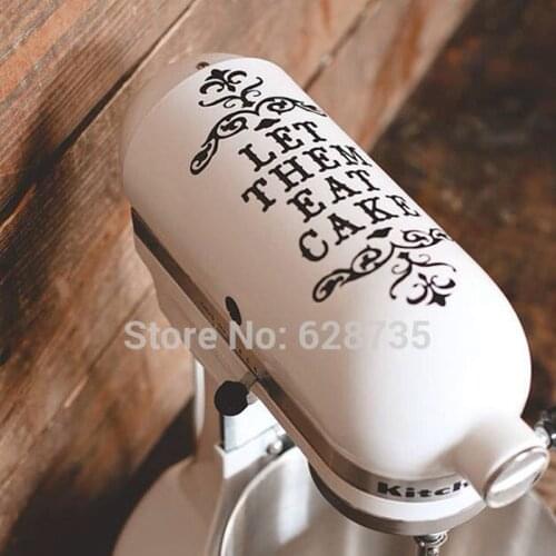 Kitchen idea Gift - Vinyl Damask Mixer Sticker "Let Them Eat Cake" Decals Home Decoration For Kitchen Mixer Decor