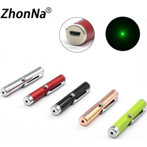 Green Dot Laser Pointer Long-Distance Strong Light Irradiation Stylus Charge Teaching Laser Pen Metal Material Funny Cat Toy