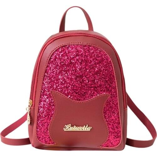 63HC Girls Small Backpack Fashion Sequin Shoulder Bag Women Multi-Function Anti-theft Rucksack Mini Dayack for Teenage