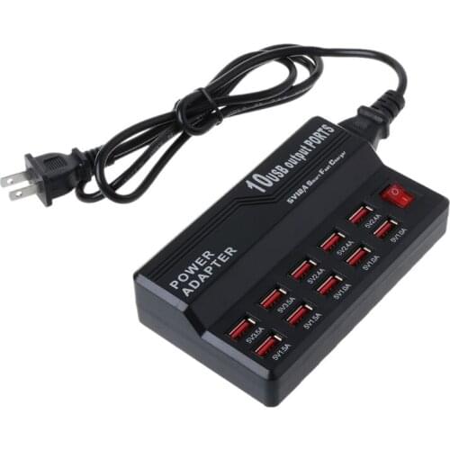 1Set 10 Ports USB Charger Multi Ports Smart Charging Station Hub For Mobile Phone Tablet iPhone iPad Samsung Accessories
