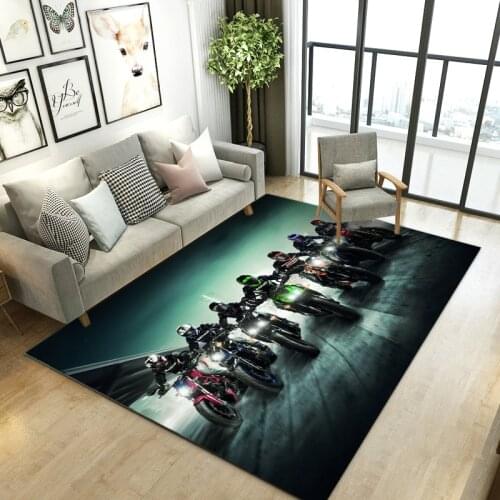 3D Print Motorcycle Rug Carpet Living room Sports Home Area Rug Bedroom Bedside Mat Coffee Table Chair Carpet Simple Room Decor