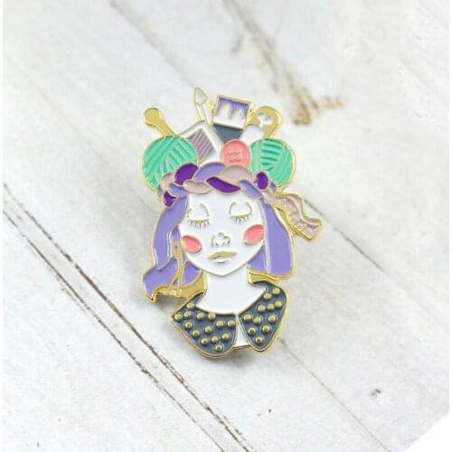Cartoon creative girl hair styling hair enamel brooch alloy badge denim clothes bag brooch personality cute jewelry gift for kid