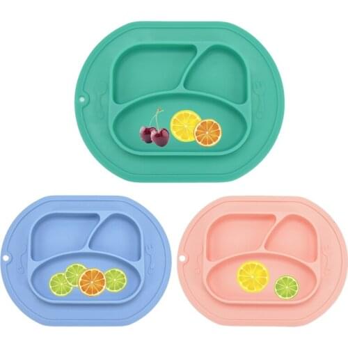 Baby Silicone Plate Set Food Grade Waterproof Baby Feeding Plate Knife Fork Set Non-silp Silicone Toddle Training Tableware Set